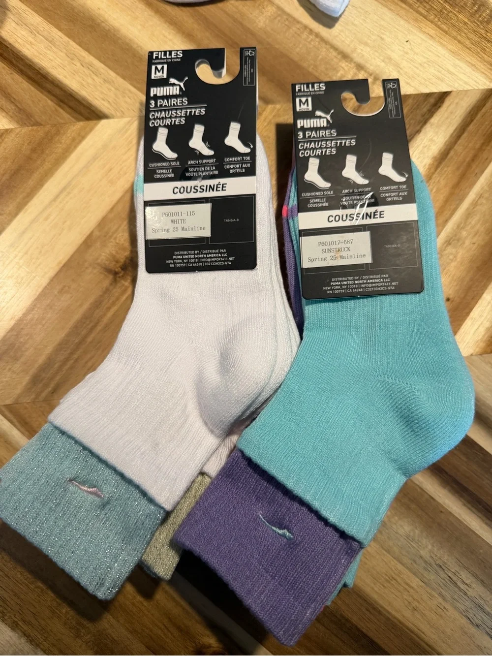 Puma Girls' Low Crew Socks -(3-Pack) x 2